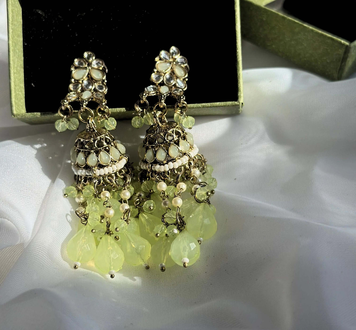 Arya Earrings | Ornate Gold with Enamel, Pearls, and Stones