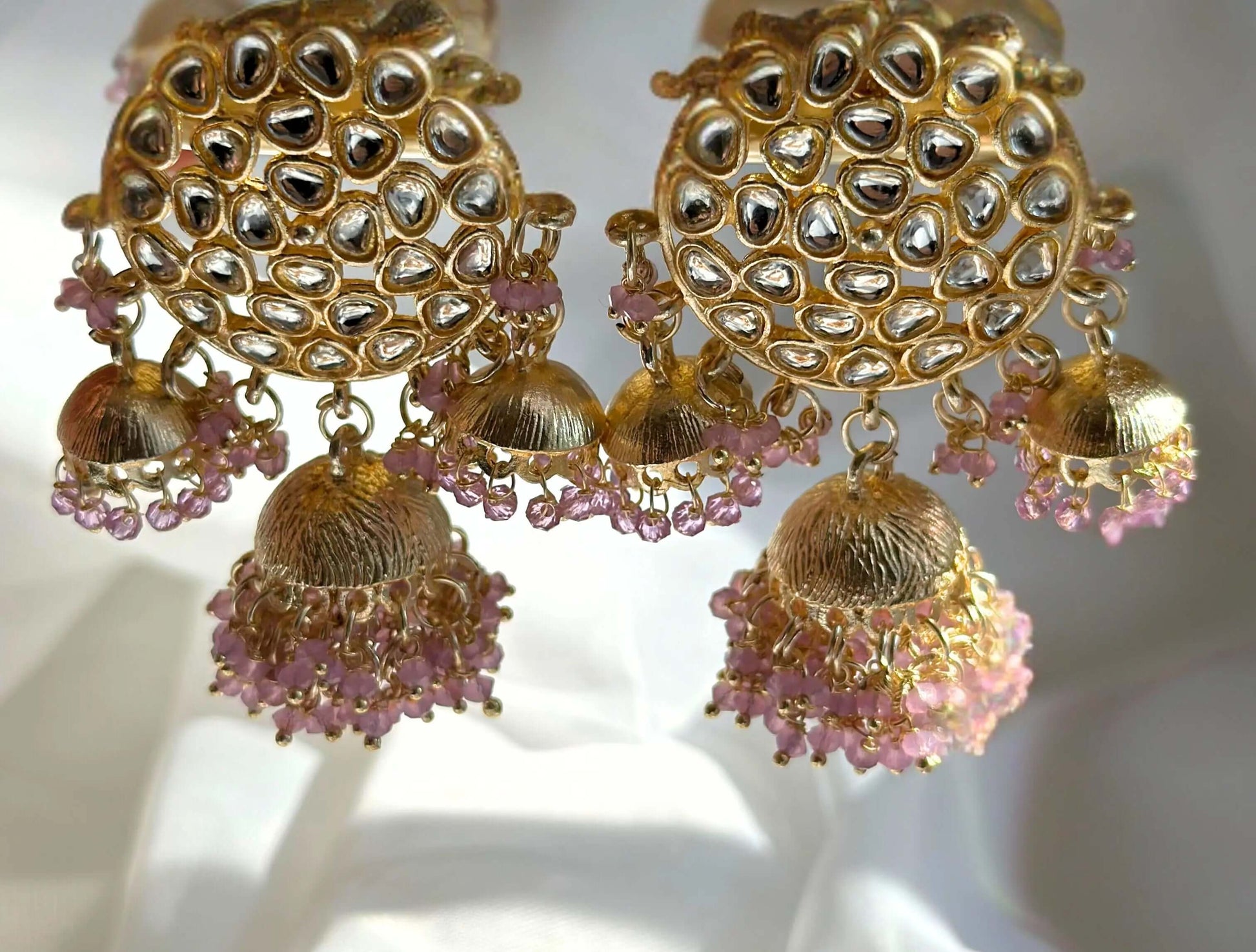 Priyal Earrings | Crescent Design with Golden Motifs and Pearls